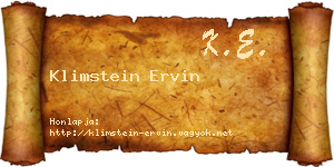 Klimstein Ervin névjegykártya