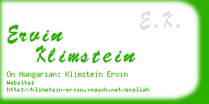 ervin klimstein business card